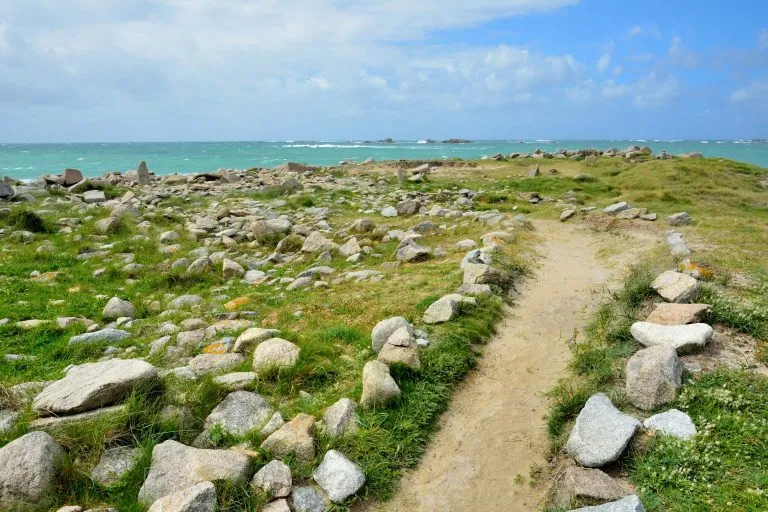 Beautiful seascape on the coast at Landrellec in Brittany. France