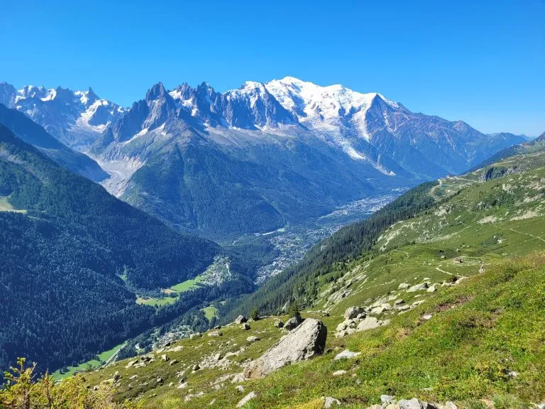 View of chamonix from below lac blanc